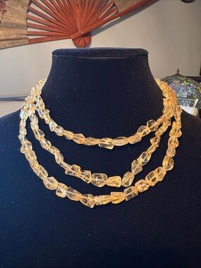 Three-Strand Vintage Citrine GoldenNecklace